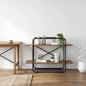 vidaXL Knjižna polica 2 ravni 100 x 35 x 70 cm PB Hrastovina