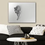 WallXpert slika na platnu 79208944_70100, leopard u pokretu na svetlosivoj pozadini, 70 x 100 cm