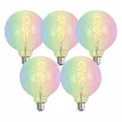 Komplet 5 Pametne zatemljive LED žarnice E27 G125 svetle RGBW 4W 250lm 2700K