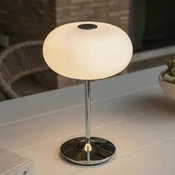Lucande LED baterijska namizna svetilka Anoria, krom/bela, steklo IP44 USB - Dnevna soba/jedilnica - Dizajn - krom, bela