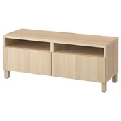 BESTA TV stalaža s fiokama, belo b. im. hrastovine/Lappviken/Stubbarp belo b. im. hrastovine, 120x42x48 cm