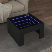 Stolic za kavu s beskonacnim LED svjetlima crni 50x50x30 cm