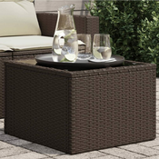 Vrtni stol sa staklenom plocom smedi 55x55x37 cm od poliratana