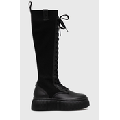 Elegantni škornji Karl Lagerfeld KREEPER LO KC ženski, črna barva, KL42381