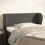 Vidaxl Vzglavje z ušesi temno sivo 103x23x78/88 cm žamet