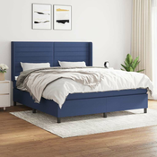 VIDAXL Box spring postelja z vzmetnico modra 180x200 cm blag