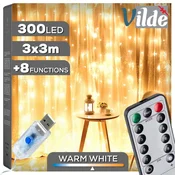 Northix Svetlobna zavesa z daljinskim upravljalnikom 300 LED 3 m