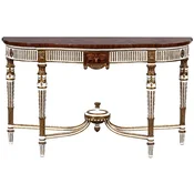 Casa Padrino luxury baroque console white/brown/gold - Handmade solid wood console table with drawer - Luxury living room furniture in baroque style - Baroque furniture - Baroque furnishings