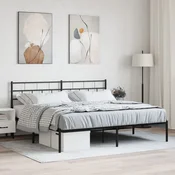 vidaXL Kovinski posteljni okvir z vzglavjem črn 193x203 cm