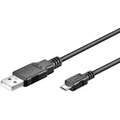 USB A na USB Micro B kabel, ver 2.0, črn, 1.8m