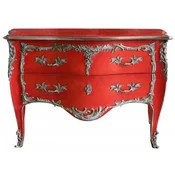 Casa Padrino baroque chest of drawers with 2 drawers antique red/silver - Handmade solid wood chest of drawers in baroque style - Handmade baroque furniture - Noble & Magnificent