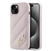 shumee Ovitek Karl Lagerfeld Hardcase Diagonal Quilted Pink za iPhone 15