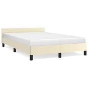 Vidaxl Posteljni okvir z vzglavjem brez vzmetnice krem 120x200 cm