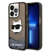 shumee Ovitek Karl Lagerfeld Liquid Glitter NFT Choupette Head – iPhone 14 Pro Max (črn)