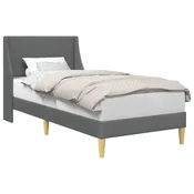 Vidaxl Konstrukcija postelje Enobarvno Temno siva 90 x 200 cm blago