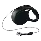 Flexi Classic XS povodac s užetom u raznim bojama, 3 m Crni