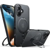 Premium maska Torras Ostand Spin za iPhone 16 Plus - black