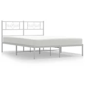 Vidaxl Kovinski posteljni okvir z vzglavjem bel 150x200 cm