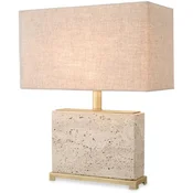 Casa Padrino luxury table lamp beige/antique brass 40 x 22 x H. 55 cm - Travertine desk lamp with rectangular lampshade - Luxury table lamps - Luxury desk lamps