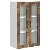 Vidaxl Stenski stekleni omarica PORTO Dimljeni oreh 60 x 31 x 100 cm