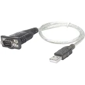 MANHATTAN SERIJSKI USB-ADAPTER MANHATTAN, MOŠKI KONEKT. USB 1.1 A/9-POLNI M. KON. D-SUB, SIV, 0,45 M