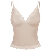 cfab Top Deep Neck Lace Top bež