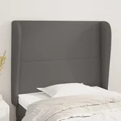 Vidaxl vidaXL Vzglavnik s krilci, siv, 93x23x118/128 cm, umetno usnje