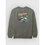 Salty Crew Striped Crew Sweater dusty olive