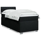 VIDAXL Box spring postelja z vzmetnico črn 90x190 cm blago