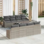 Set sofe s jastukom s jastukom 9 pcs Svijetlo siva poliratan