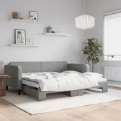 Greatstore Izvlečna dnevna postelja svetlo siva 90x200 cm blago