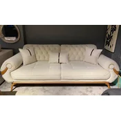 Casa Padrino luxury Chesterfield living room sofa with adjustable backrests cream/brown - Chesterfield living room furniture - Living room furniture - Luxury furniture - Luxury furnishings
