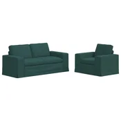 Vidaxl Kavčna garnitura 2 szt. Temno zelena 182 x 80 x 82 cm blago
