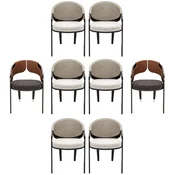 Casa Padrino Luxury Designer Dining Chair Set of 8 Gray/Brown - Luxury Furniture - Designer Furniture - Dining Room Furniture - Restaurant Furniture - Hotel Furniture - Luxury Quality
