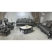 Casa Padrino luxury baroque living room set silver/white/black/gold - 2 Baroque Sofas & 2 Baroque Armchairs & 1 Baroque Coffee Table - Luxury furniture in baroque style - Baroque furniture