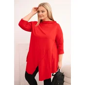 Plus size asimetrična bluza z zavihanimi rokavi