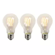 Set 3 LED žarnic E27 z vijačno nitko A60 prozoren 3W 210lm 2200K
