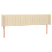 Vidaxl Vzglavje z ušesi krem 203x16x78/88 cm blago
