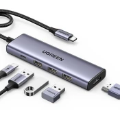 UNBRANDED Ugreen Hub USB-C v HDMI 1.4 / 3 x USB-A / USB-C PD 100W - siv