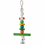 Igrača BIRD JEWEL viseča lesena trapeza z zvoncem - 30 cm