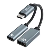 USB-C na USB-C PD + USB-A adapter 13cm