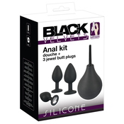 Black Velvets Anal Kit Silicone Douche + 3 Jewel Butt Plugs