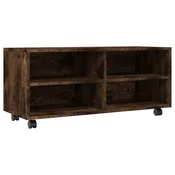 Vidaxl TV omarica s kolesci dimljen hrast 90x35x35 cm inženirski les