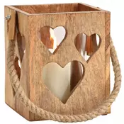 Svecnjak sa srcima 15x15xh18cm mangowood ( 10055974 )