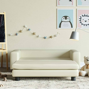 Djecja sofa s tabureom krem 100 x 50 x 30 cm od umjetne kože