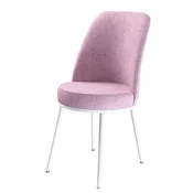 Hanah Home set trpezarijskih stolica Dexa 2 kom, roze tkanina Babyface, bele metalne noge