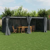 Vidaxl Paviljon z zavesami antracit 6x3 m jeklo