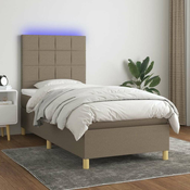 vidaXL vidaXL Box spring postelja z vzmetnico LED taupe 100x200 cm blago, (20901508)