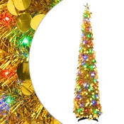 Vidaxl Zložljivo LED božično drevo z zvezdo na vrhu 120 cm 50 LED PET