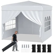 Costway Šotor s pokrovom 10x10 ft z 4 stranskimi stenami bel